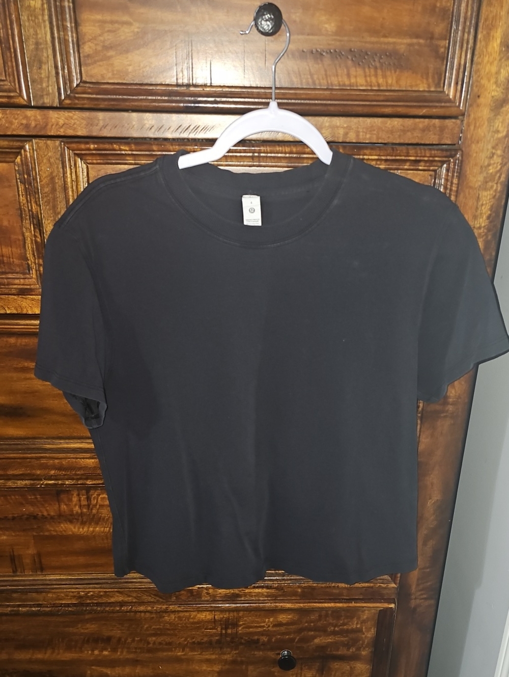 Lululemon Relaxed Fit Cotton Jersey Tshirt. Sz 4, Black, Pre Owned